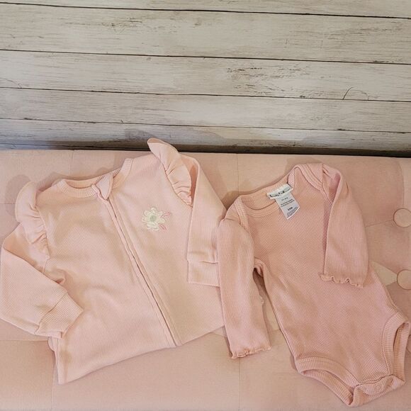 Tahari Other - Tahari Sleeper Footie & Nicole Miller Bodysuit Baby Girl Bundle Size 3-6 Months